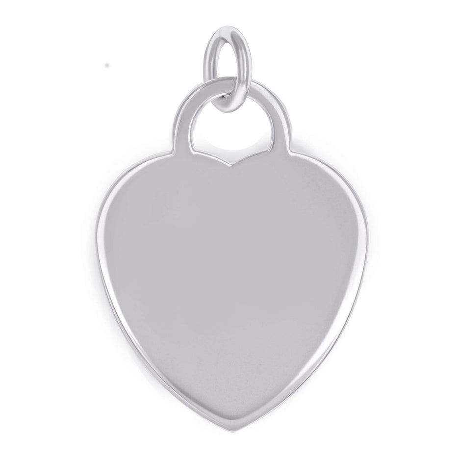 925 Sterling Silver Womens Engravable Disc Heart Charm Pendant