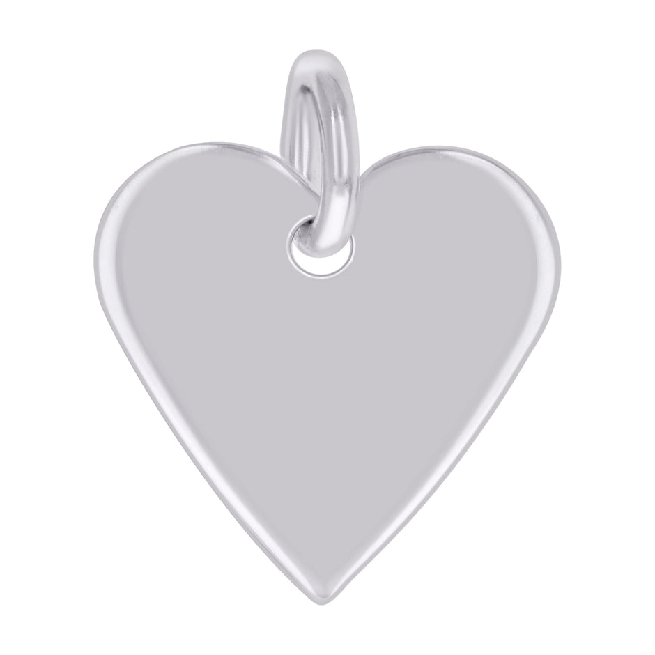 925 Sterling Silver Womens Engravable Disc Heart Charm Pendant