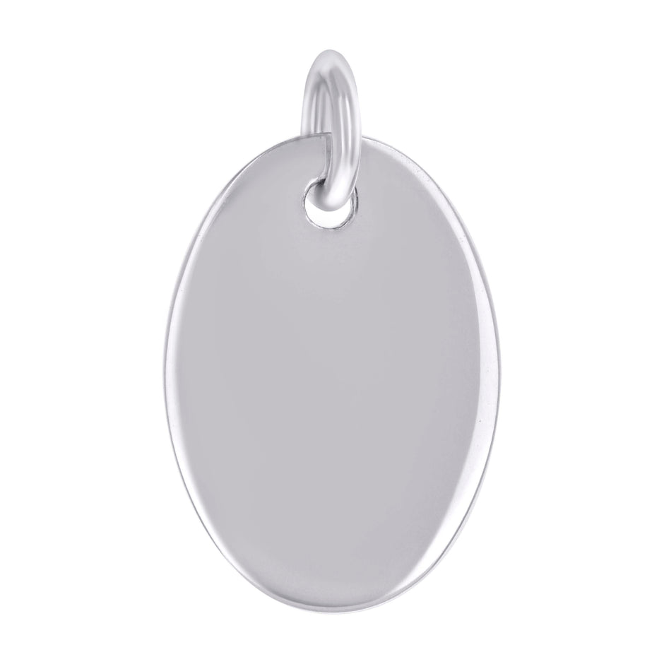 925 Sterling Silver Unisex Engravable Disc Oval Fashion Charm Pendant