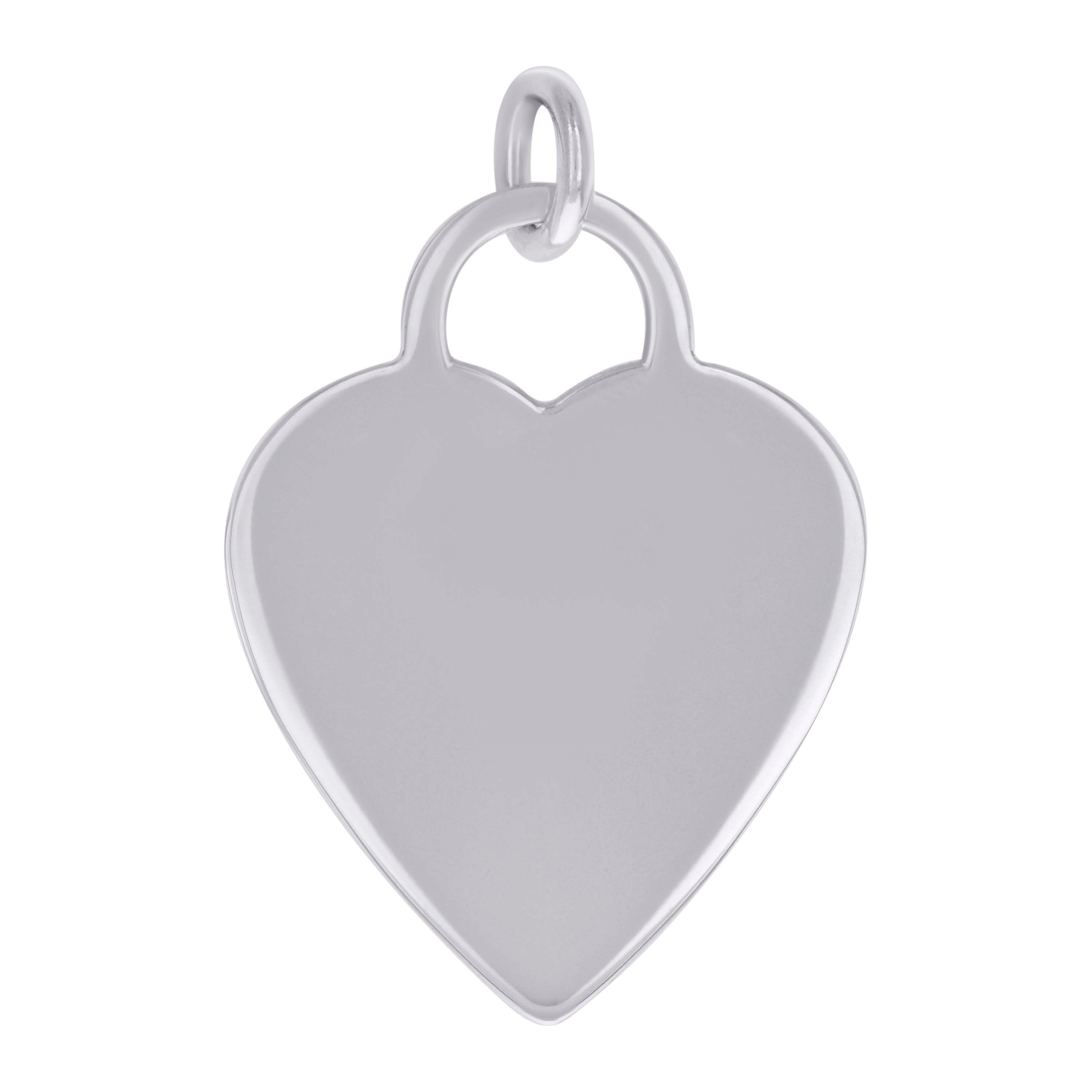 925 Sterling Silver Womens Engravable Disc Heart Charm Pendant