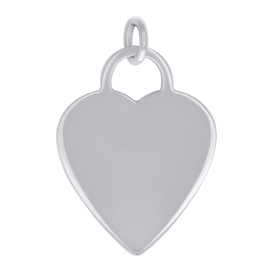 925 Sterling Silver Womens Engravable Disc Heart Charm Pendant