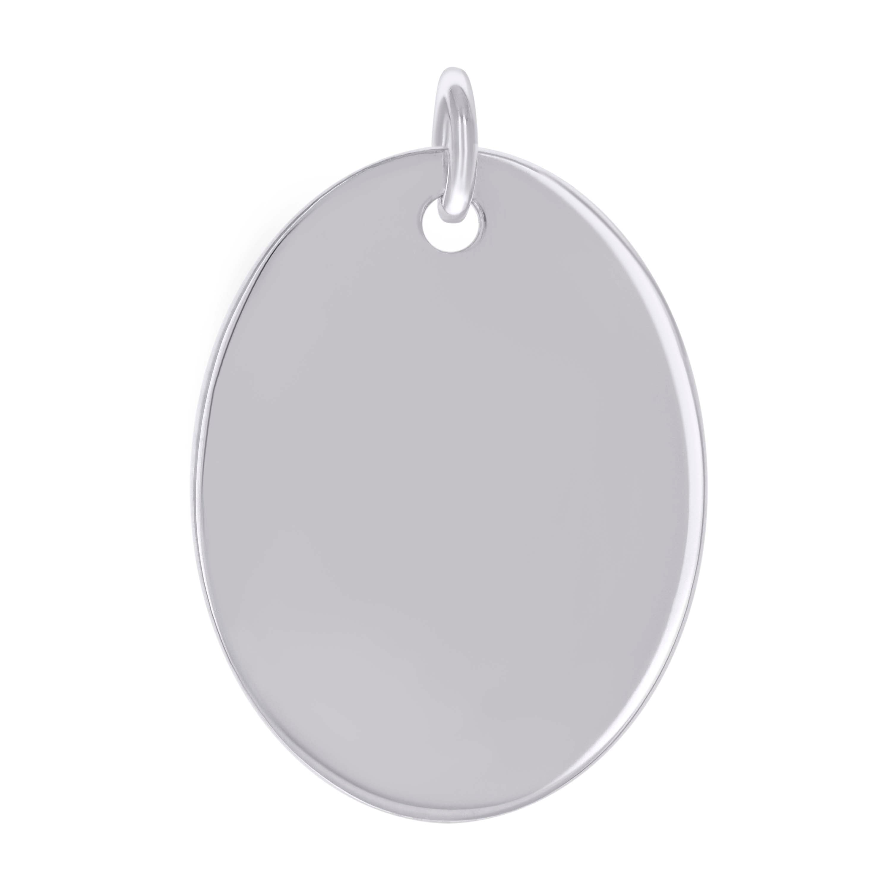 925 Sterling Silver Unisex Engravable Disc Oval Fashion Charm Pendant