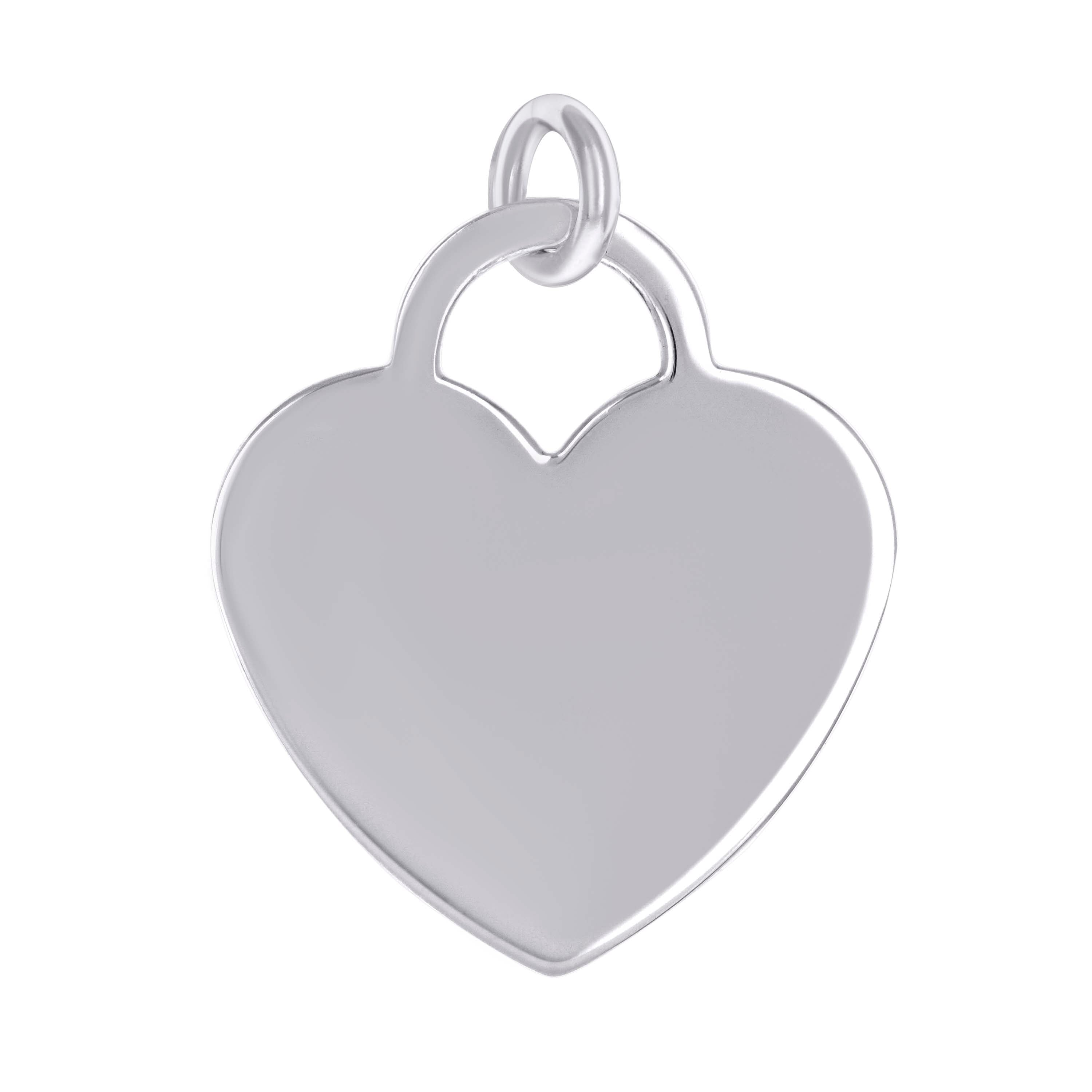 925 Sterling Silver Womens Engravable Disc Heart Charm Pendant