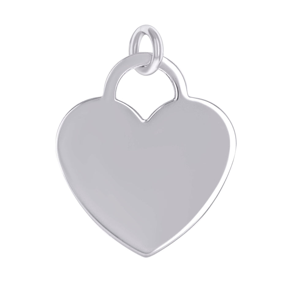 925 Sterling Silver Womens Engravable Disc Heart Charm Pendant