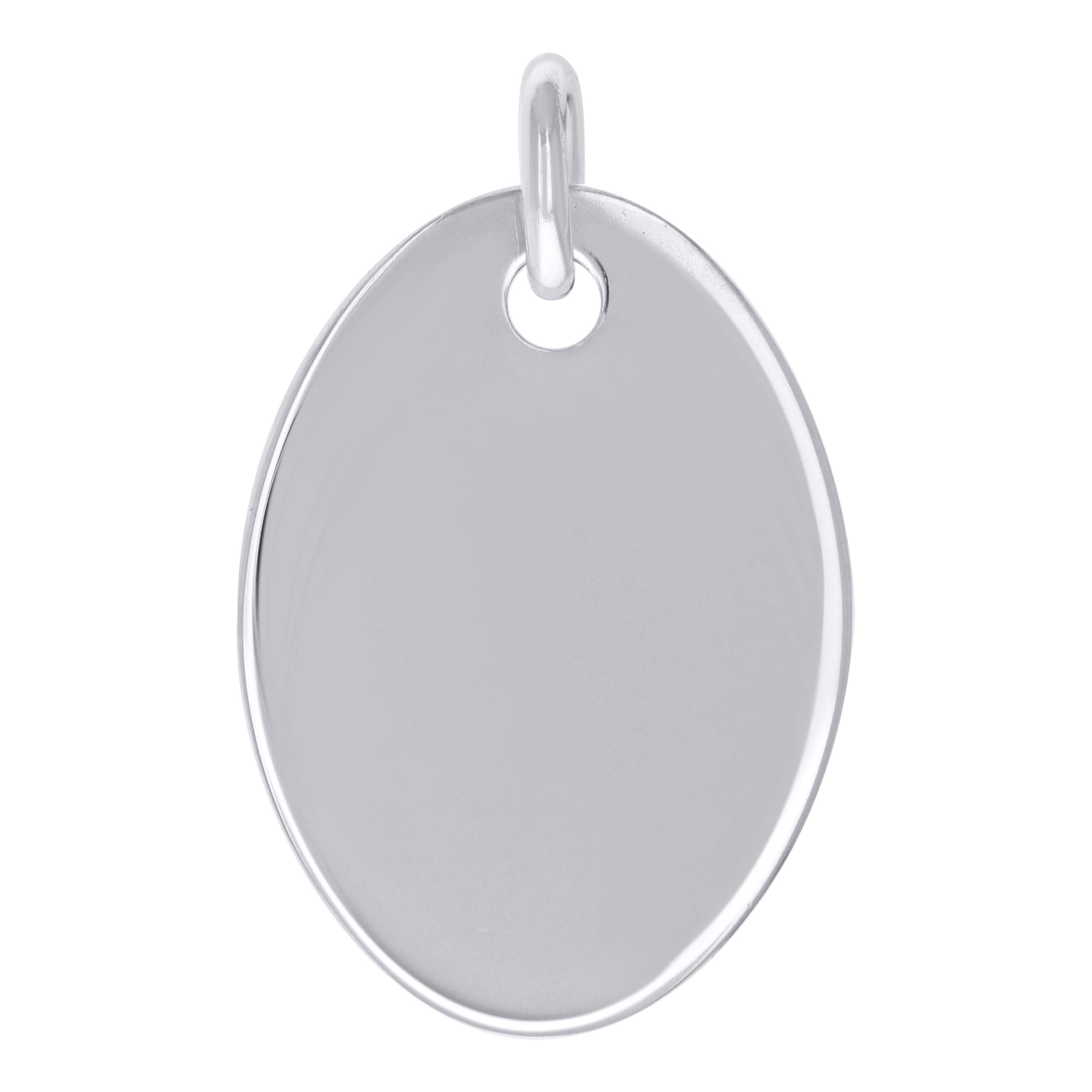 925 Sterling Silver Unisex Engravable Disc Oval Fashion Charm Pendant