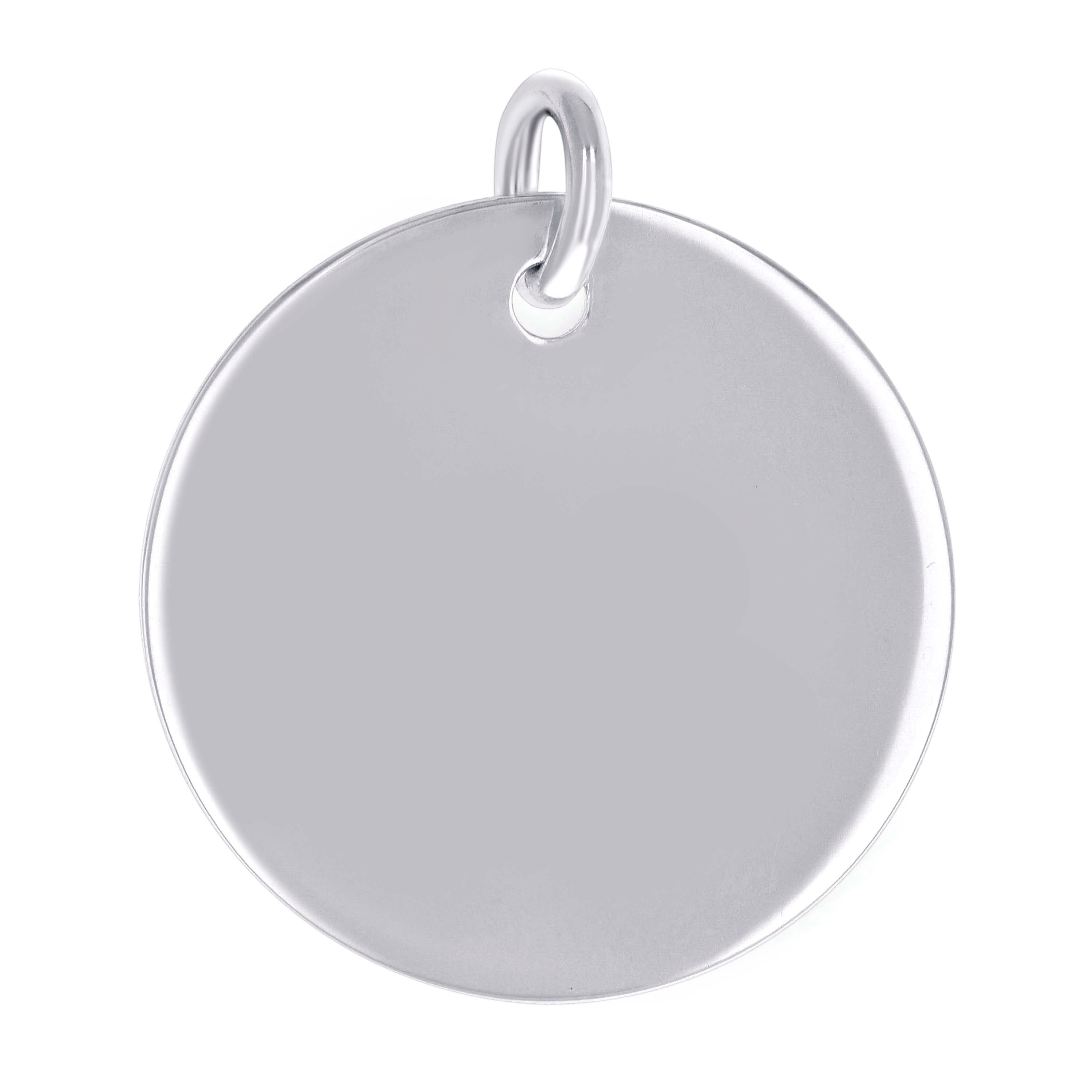 925 Sterling Silver Unisex Engravable Disc Round Fashion Charm Pendant