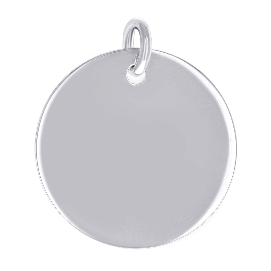 925 Sterling Silver Unisex Engravable Disc Round Fashion Charm Pendant