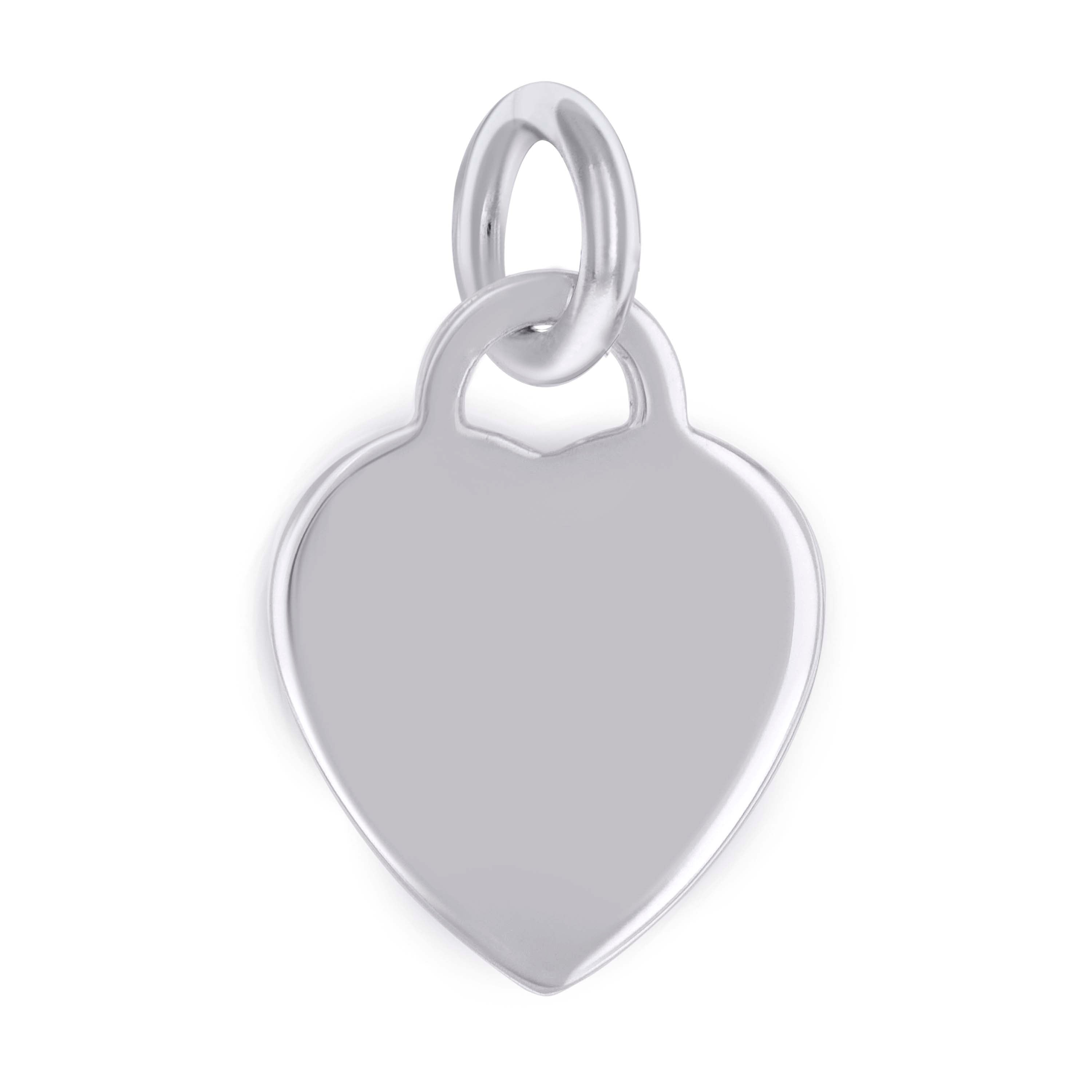 925 Sterling Silver Womens Engravable Disc Heart Charm Pendant
