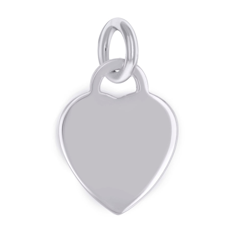925 Sterling Silver Womens Engravable Disc Heart Charm Pendant