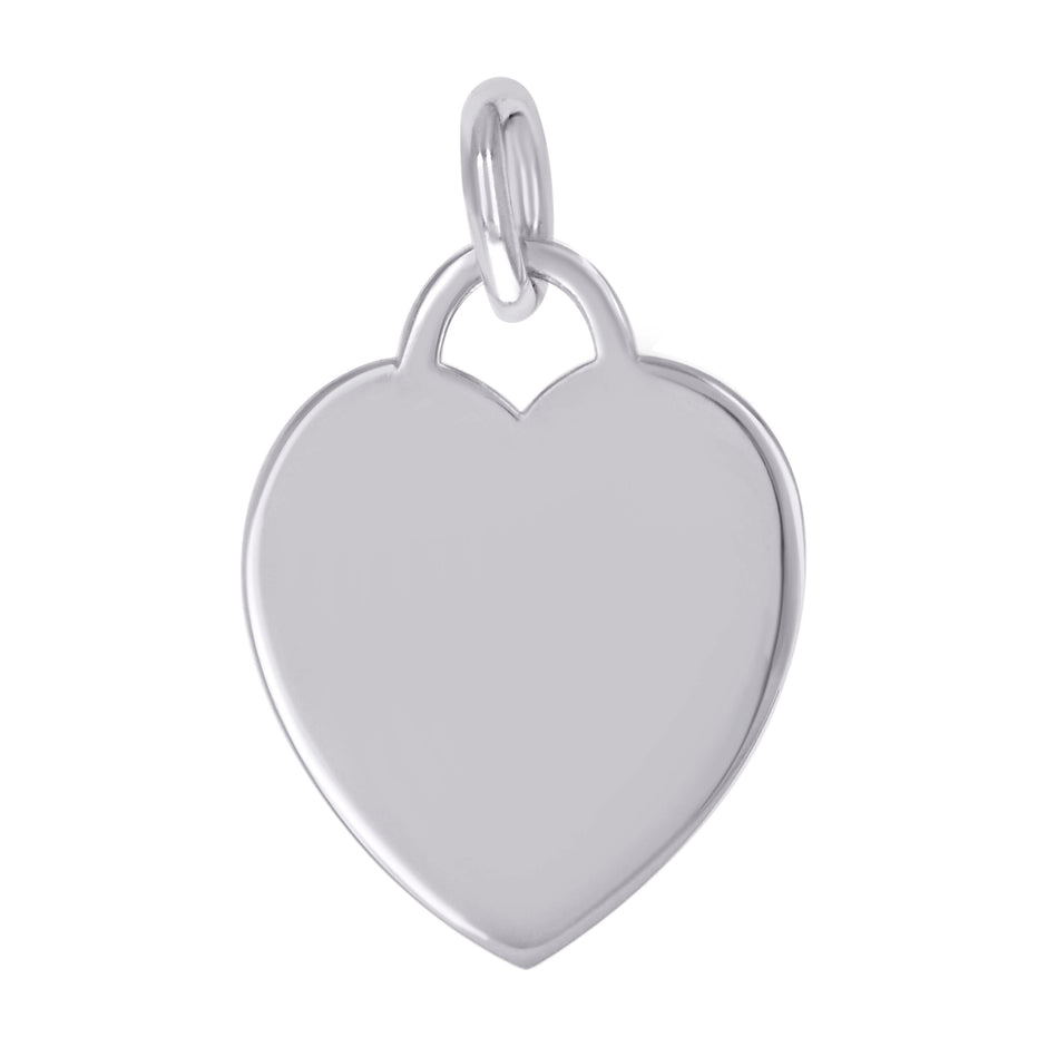 925 Sterling Silver Womens Engravable Disc Heart Charm Pendant