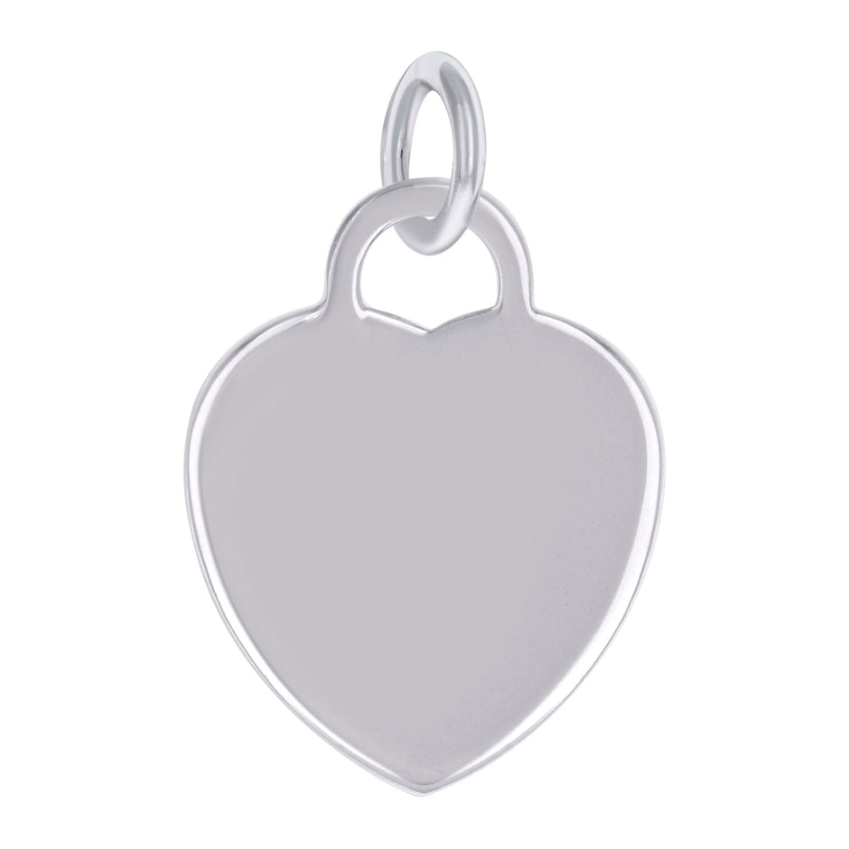 925 Sterling Silver Womens Engravable Disc Heart Charm Pendant