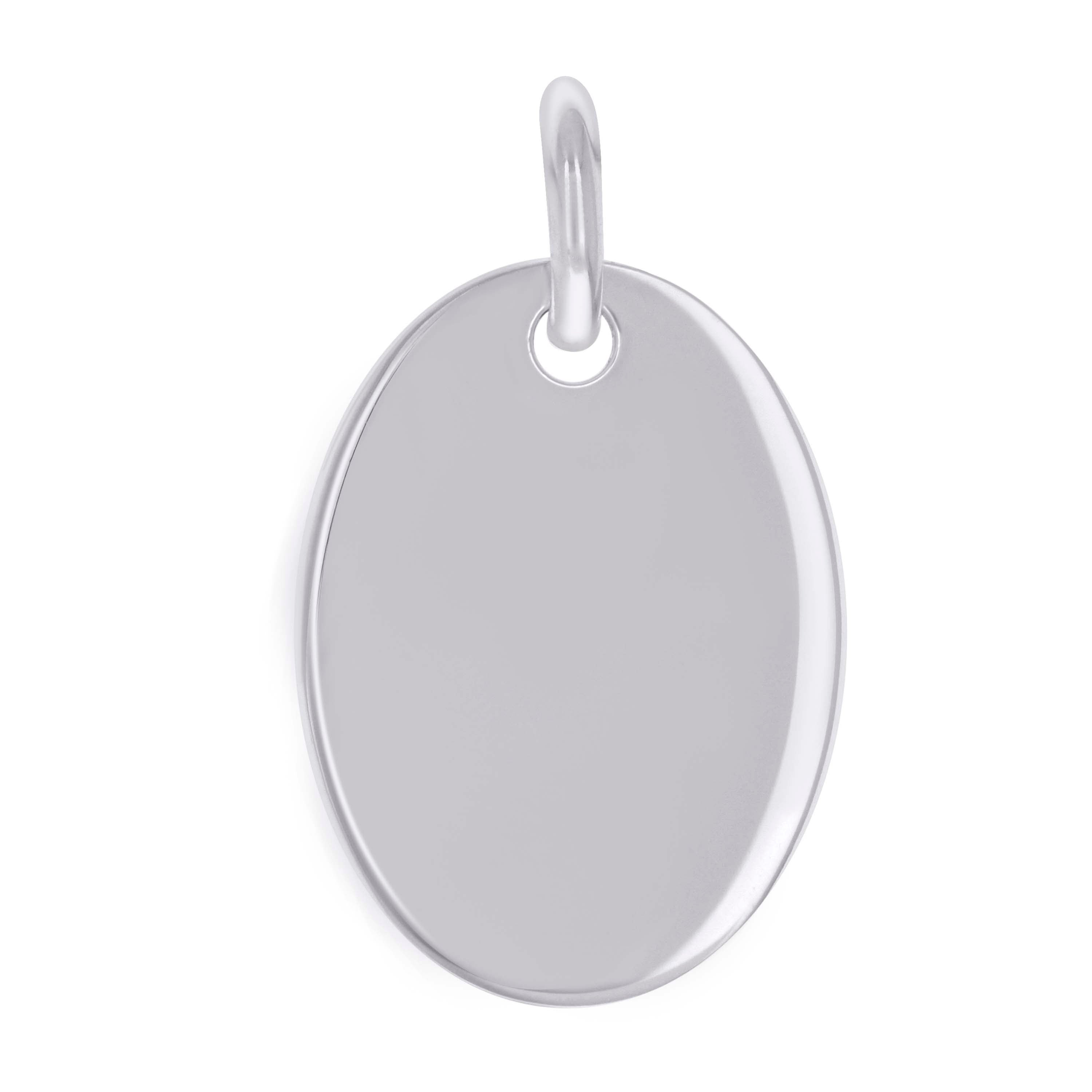 925 Sterling Silver Unisex Engravable Disc Oval Fashion Charm Pendant