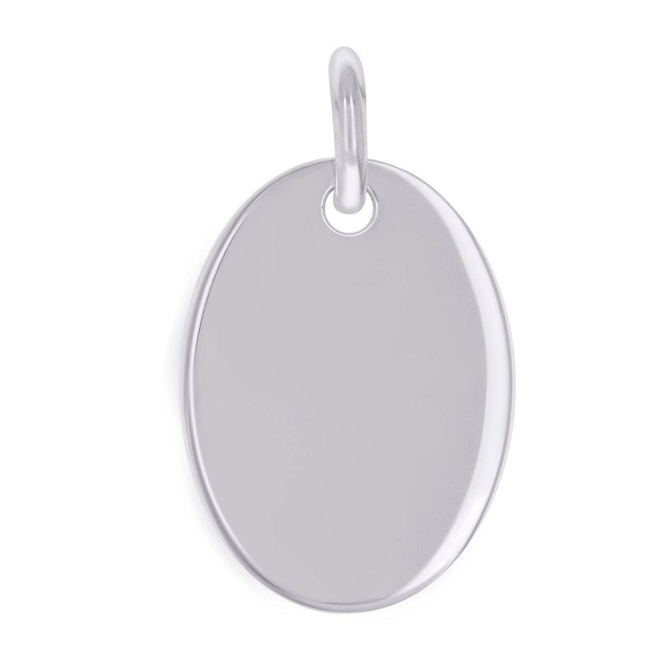 925 Sterling Silver Unisex Engravable Disc Oval Fashion Charm Pendant