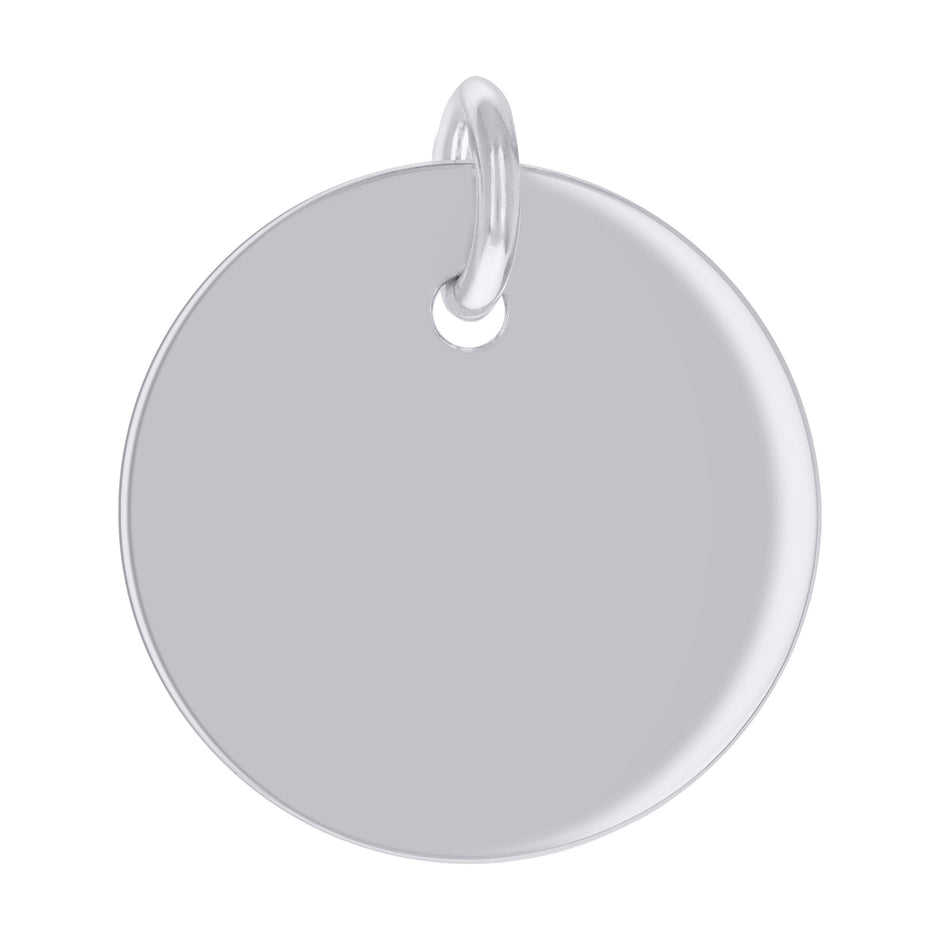 925 Sterling Silver Unisex Engravable Disc Round Fashion Charm Pendant