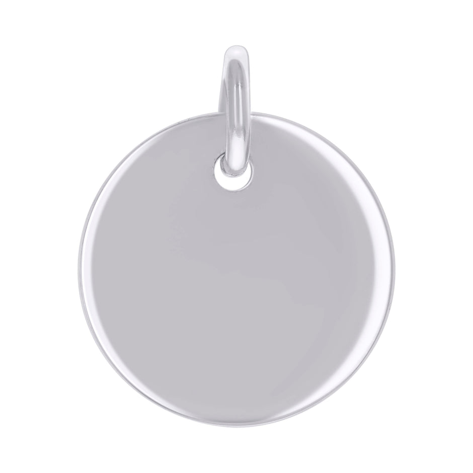 925 Sterling Silver Unisex Engravable Disc Round Fashion Charm Pendant