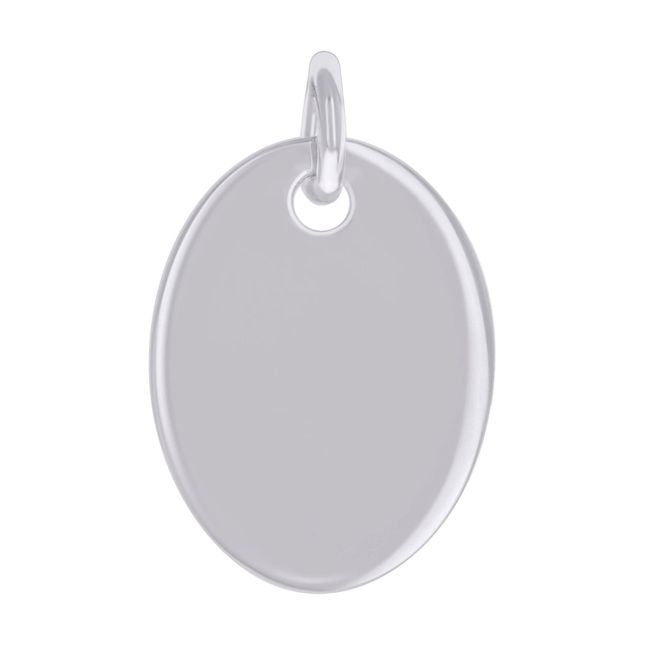 925 Sterling Silver Unisex Engravable Disc Oval Fashion Charm Pendant