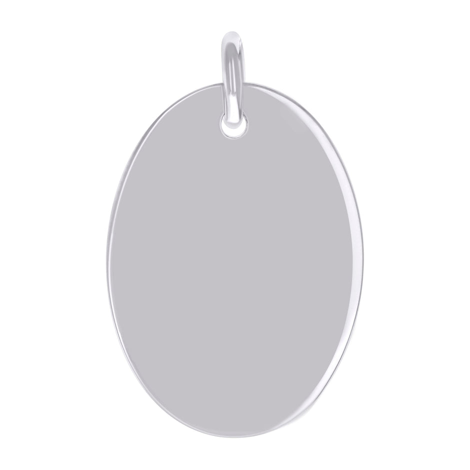 925 Sterling Silver Unisex Engravable Disc Oval Fashion Charm Pendant