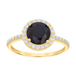 10kt Yellow Gold Womens Black White Cubic-Zirconia Engagement Ring