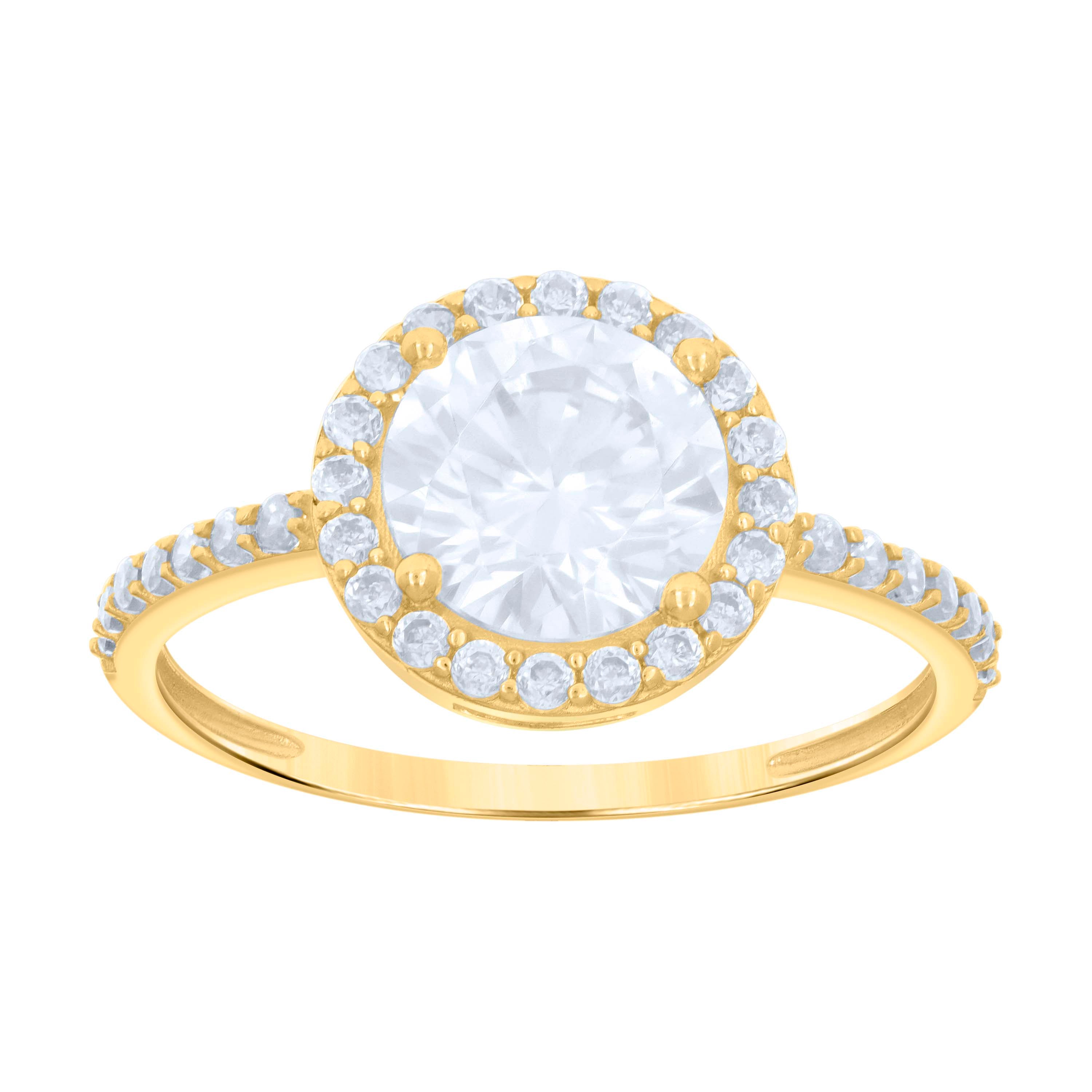 10kt Yellow Gold Womens Cubic-Zirconia Engagement Ring