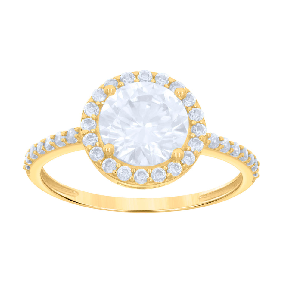 10kt Yellow Gold Womens Cubic-Zirconia Engagement Ring