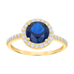 10kt Yellow Gold Womens Blue White Cubic-Zirconia Engagement Ring