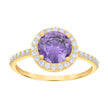 10kt Yellow Gold Womens Purple White Cubic-Zirconia Engagement Ring