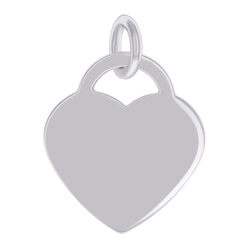 925 Sterling Silver Womens Engravable Disc Heart Charm Pendant