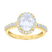 10kt Yellow Gold Womens Oval Round Cubic-Zirconia Engagement Ring