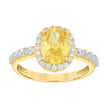 10kt Yellow Gold Womens Yellow White Oval Round Cubic-Zirconia Engagement Ring