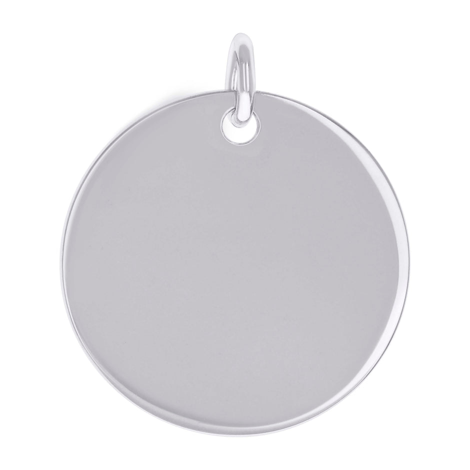 925 Sterling Silver Unisex Engravable Disc Round Fashion Charm Pendant