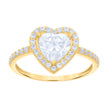 10kt Yellow Gold Womens Heart Round Cubic-Zirconia Heart Engagement Ring
