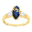 10kt Yellow Gold Womens Blue White Marquise Round Cubic-Zirconia Love Engagement Ring