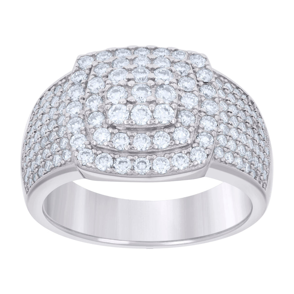 925 Sterling Silver Mens 2.32ct Moissanite Square Head Fashion Ring 9 - SLV-129854