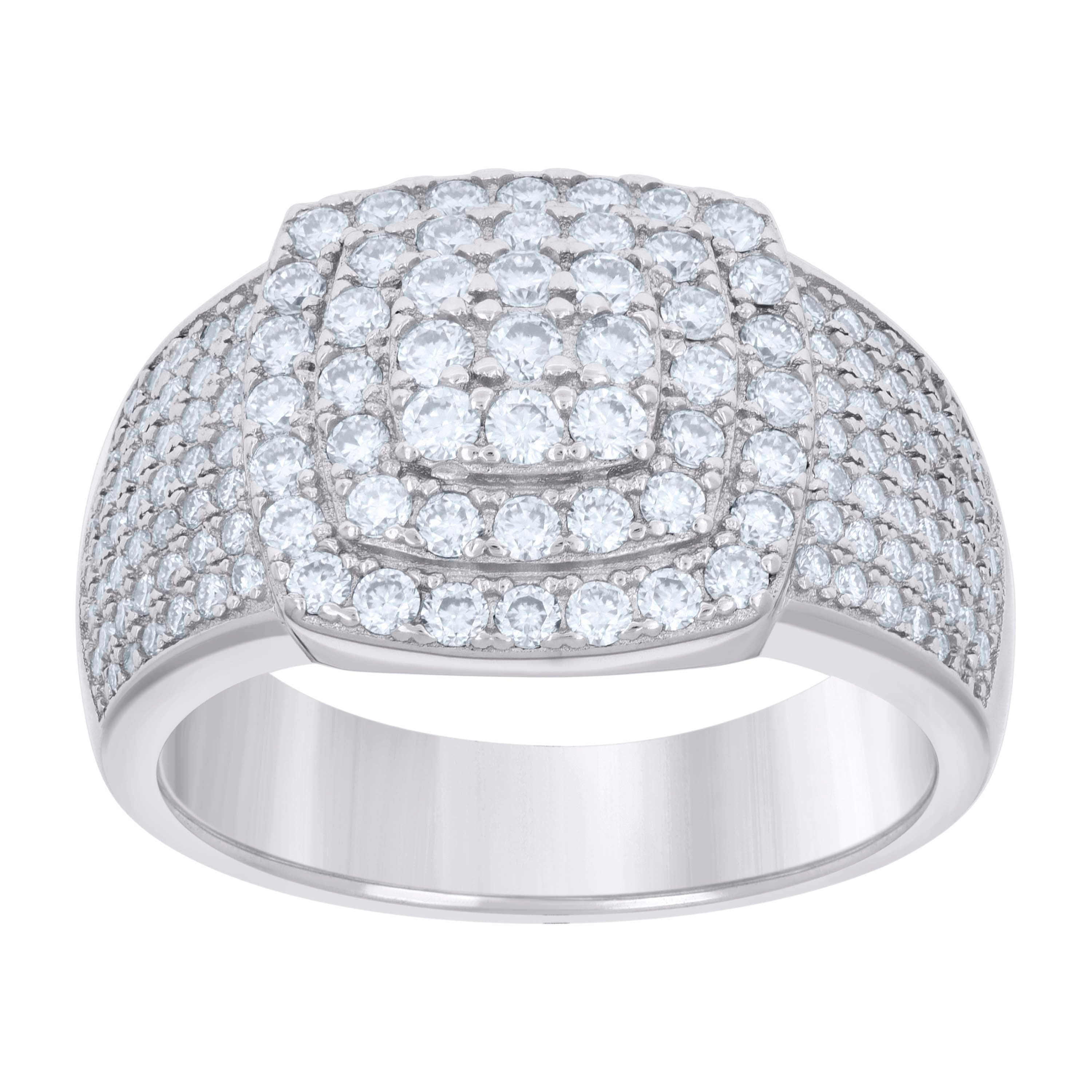 925 Sterling Silver Mens 2.32ct Moissanite Square Head Fashion Ring 8 - SLV-129853