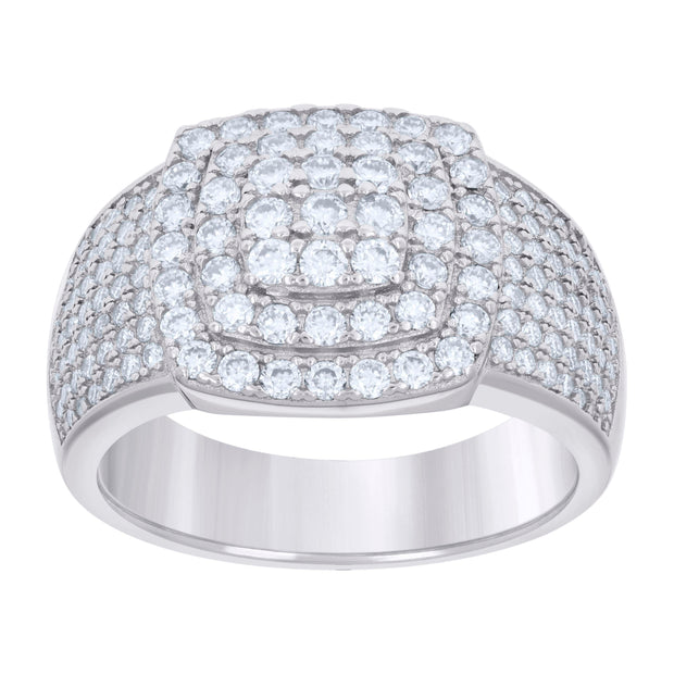 925 Sterling Silver Mens 2.32ct Moissanite Square Head Fashion Ring 8 - SLV-129853