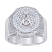 925 Sterling Silver Mens 2.04ct Moissanite Masonic Symbol Ring Size 10 - SLV-129873