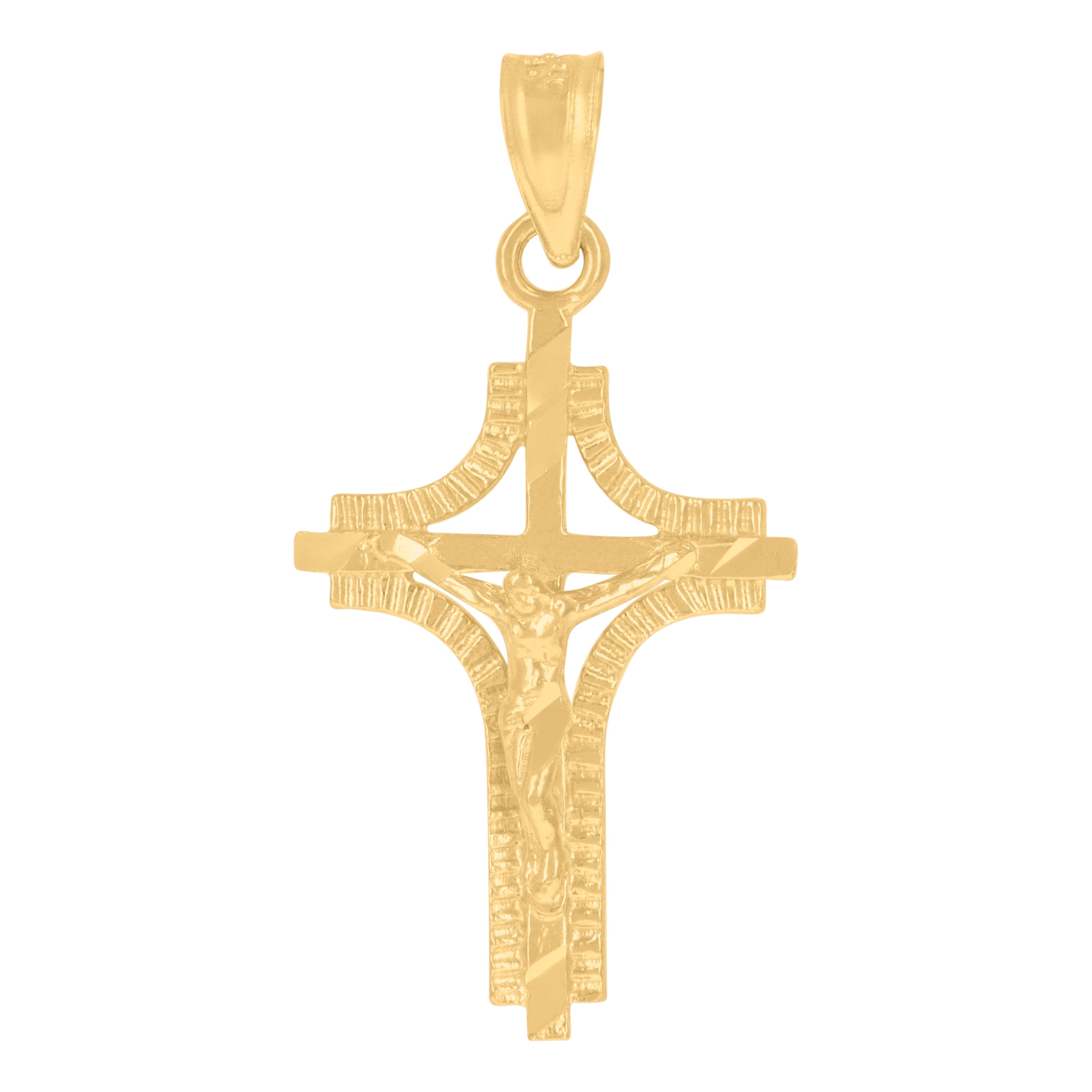 10kt Yellow Gold Womens Mens Unisex Jesus Crucifix Cross Religious Charm Pendant