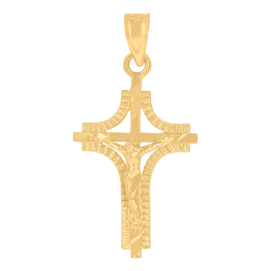 10kt Yellow Gold Womens Mens Unisex Jesus Crucifix Cross Religious Charm Pendant