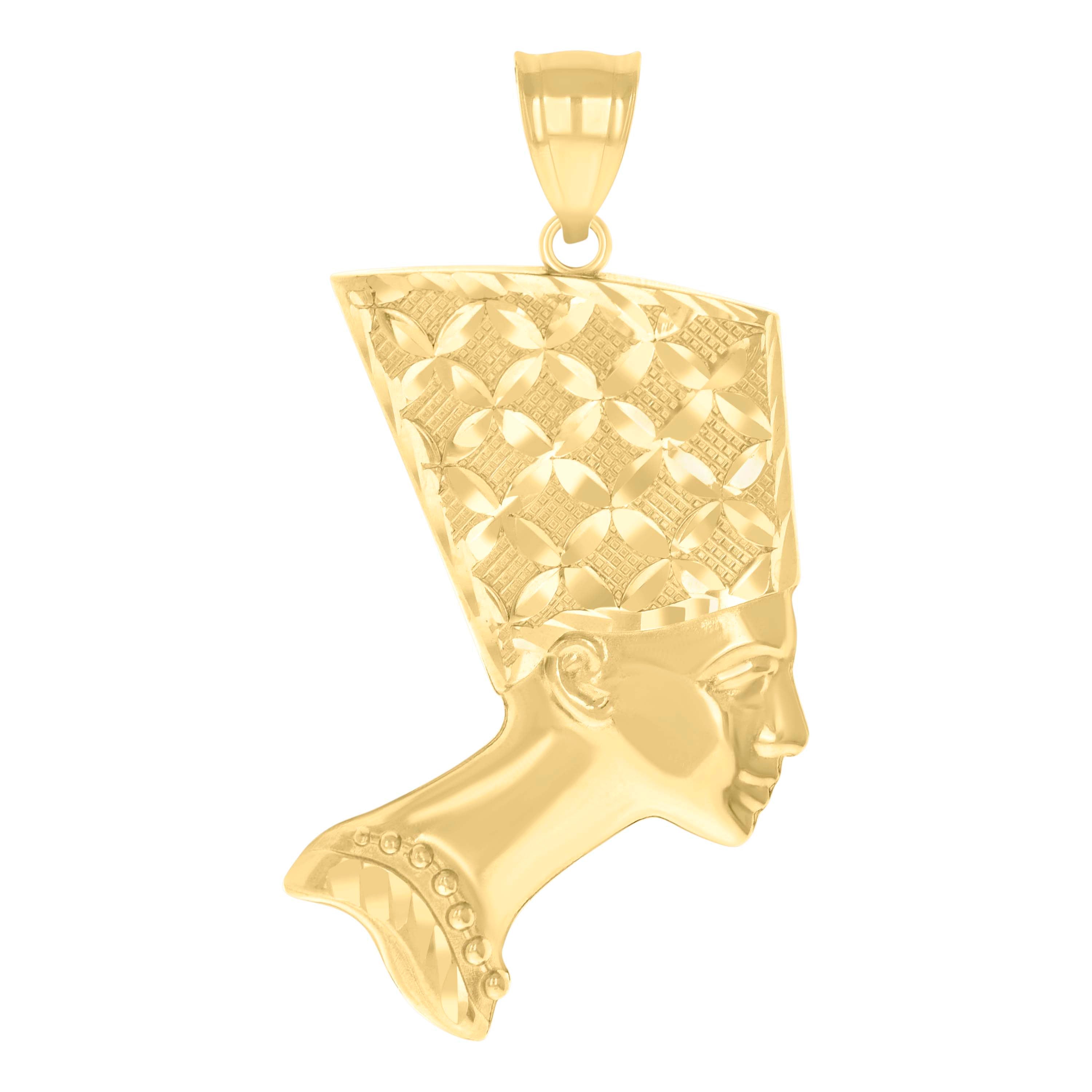 14Kt Yellow Gold Unisex Nefertiti Egyptian Charm Pendant