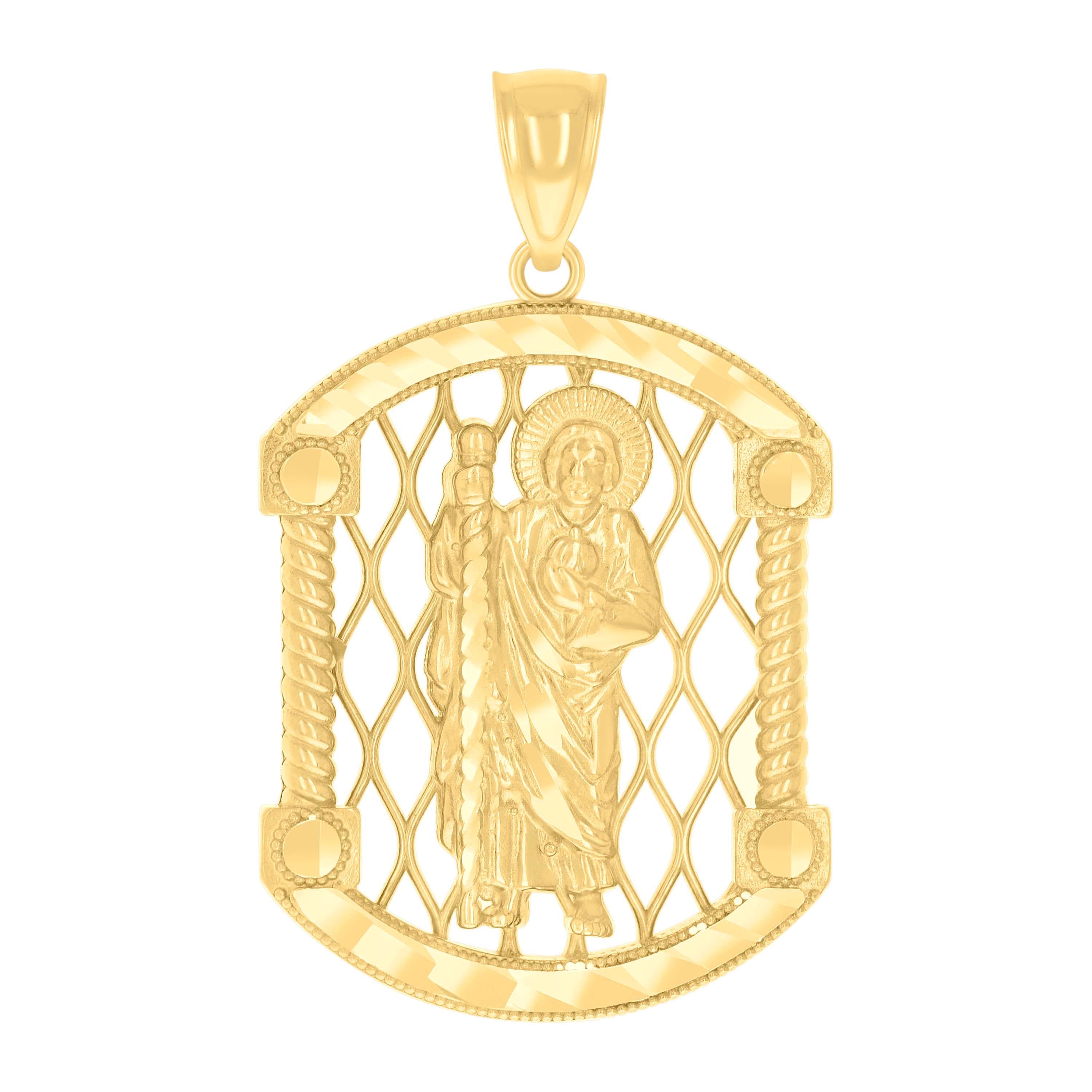14Kt Yellow Gold Mens St. Jude Religious Charm Pendant