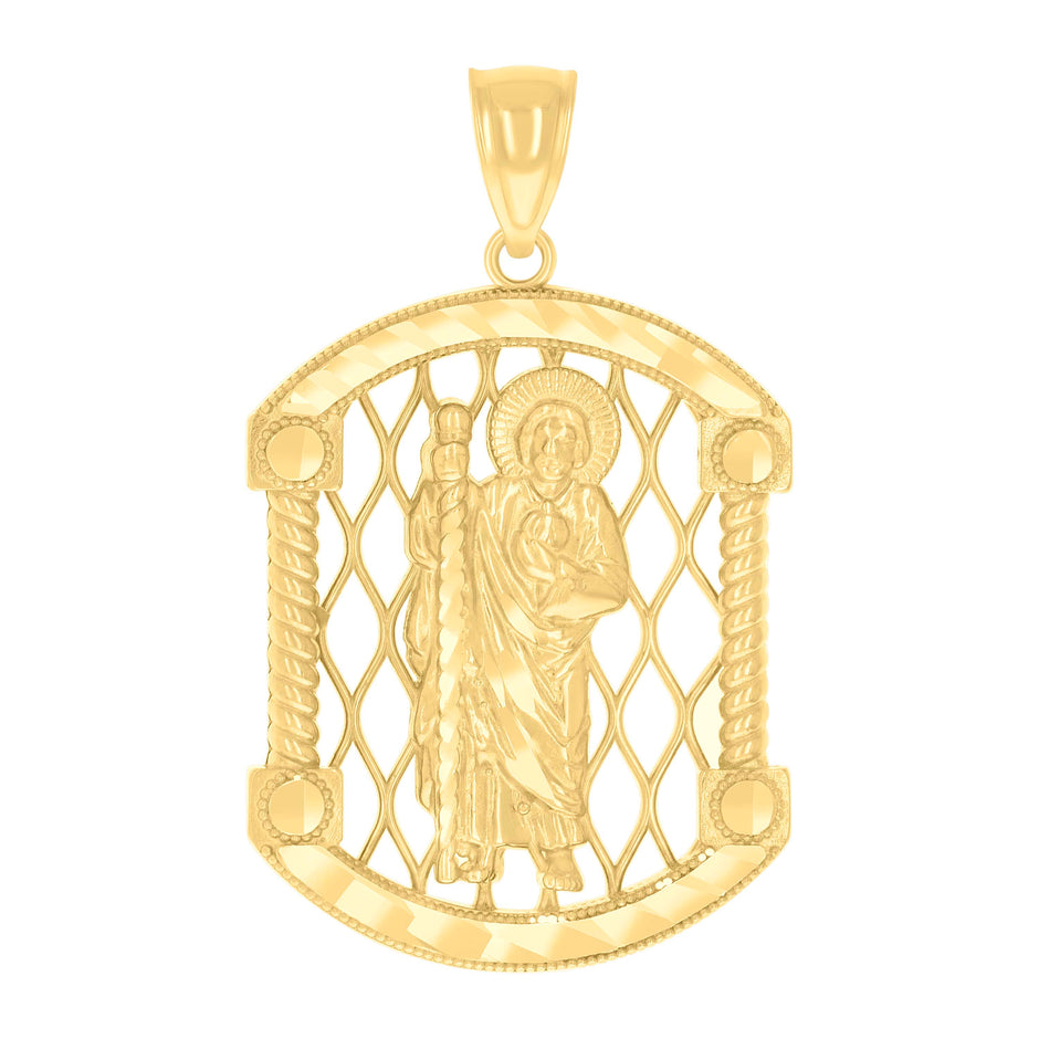 14Kt Yellow Gold Mens St. Jude Religious Charm Pendant