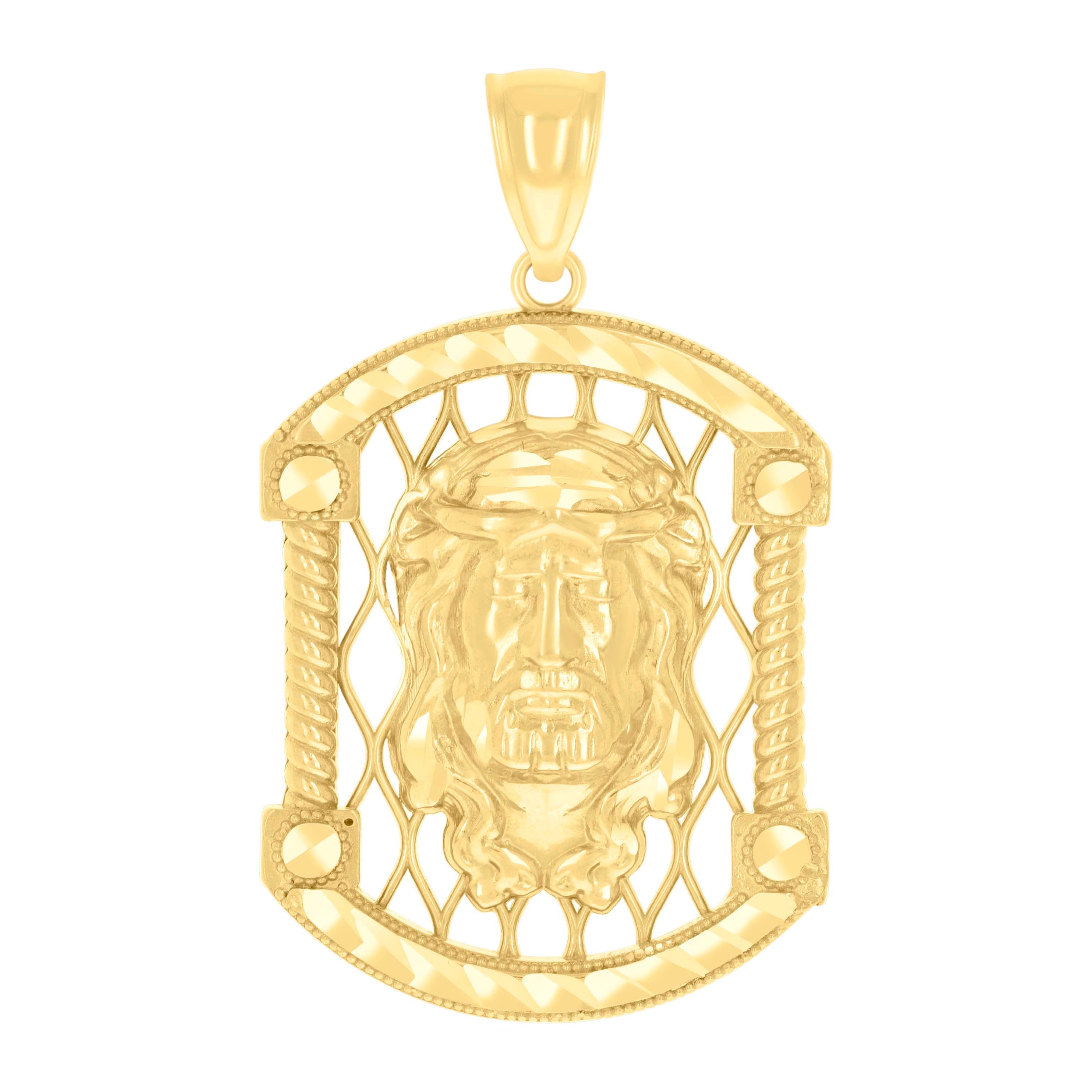 14Kt Yellow Gold Mens Jesus Religious Charm Pendant