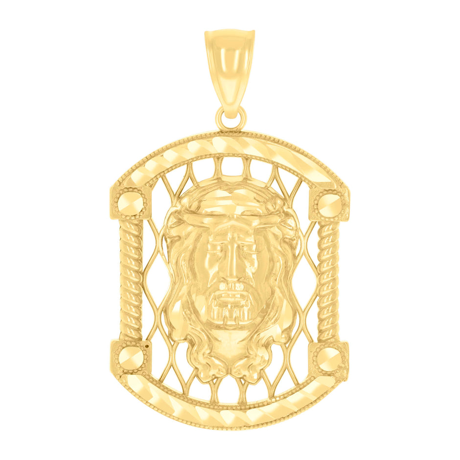 14Kt Yellow Gold Mens Jesus Religious Charm Pendant