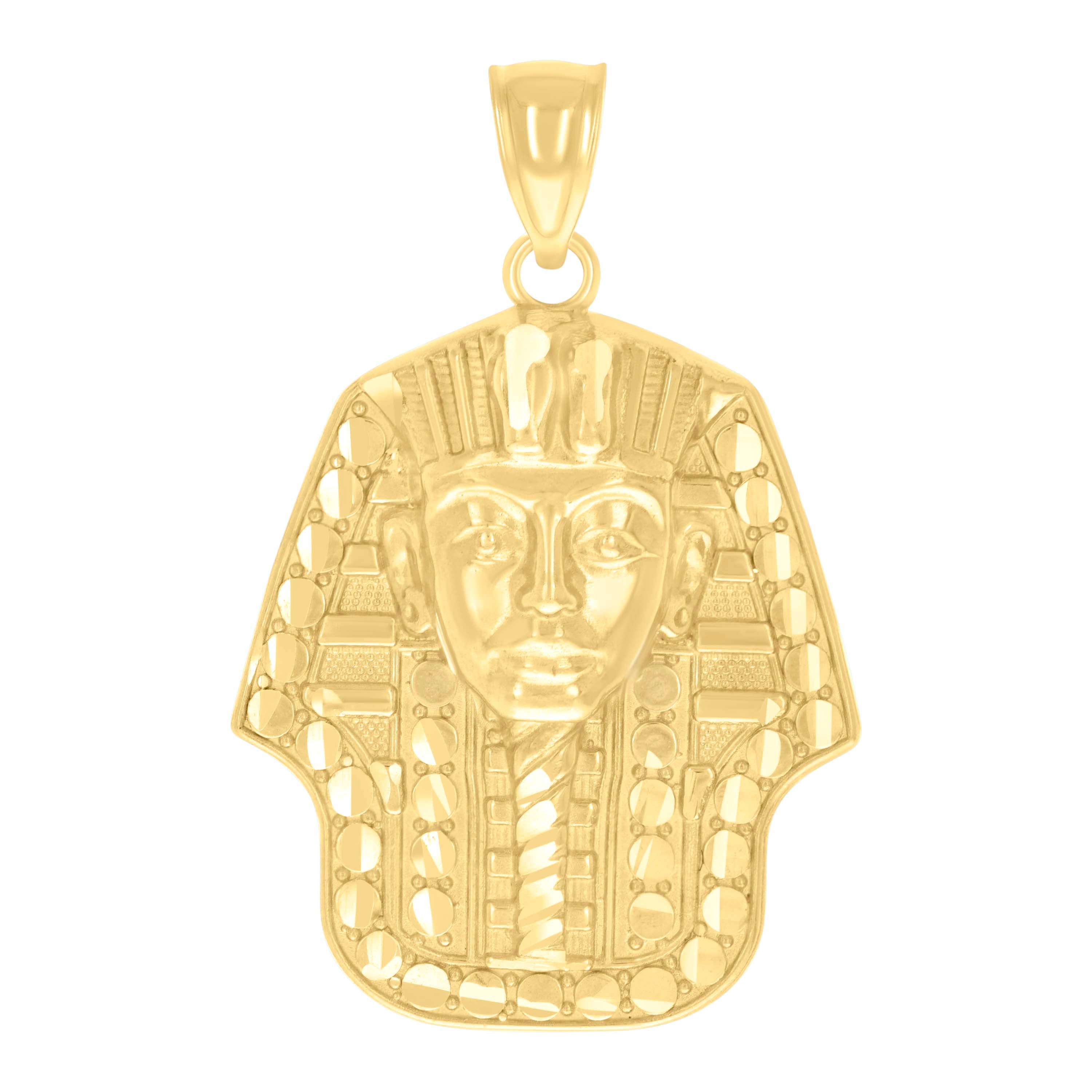 14Kt Yellow Gold Mens Pharaoh Egyptian Charm Pendant