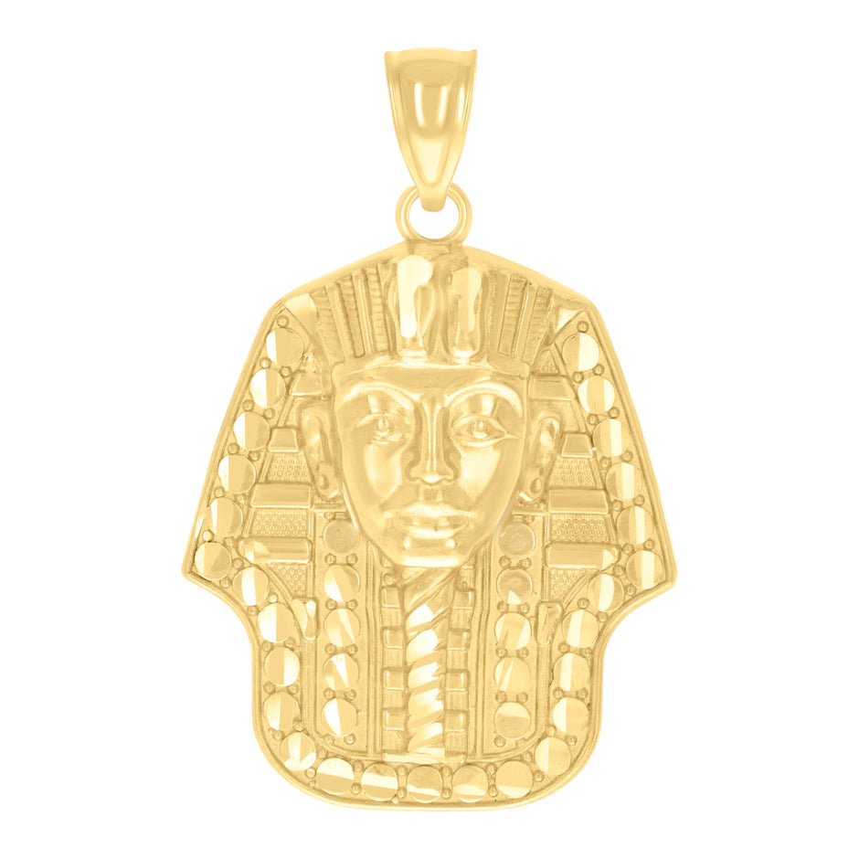 14Kt Yellow Gold Mens Pharaoh Egyptian Charm Pendant