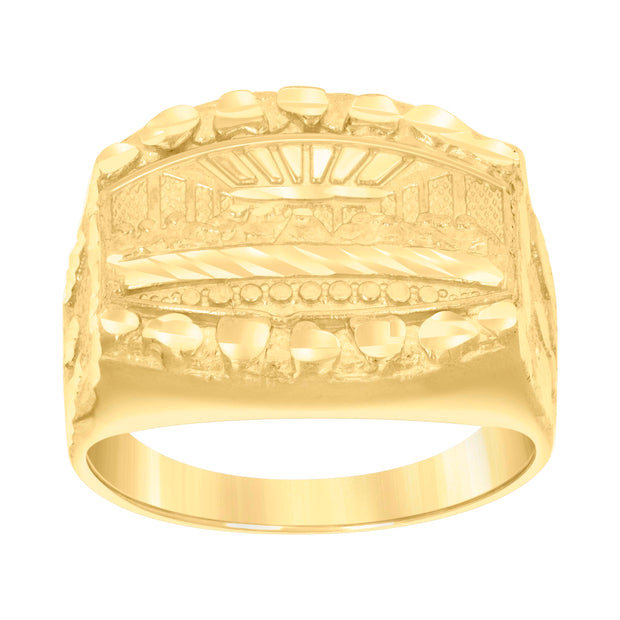 10kt Yellow Gold Mens Last Supper Religious Ring