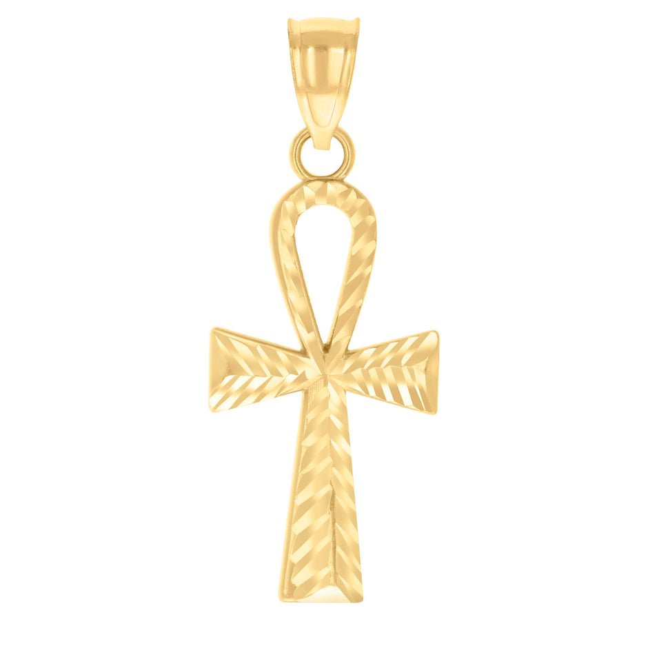 10kt Yellow Gold Womens Ankh Cross Religious Charm Pendant
