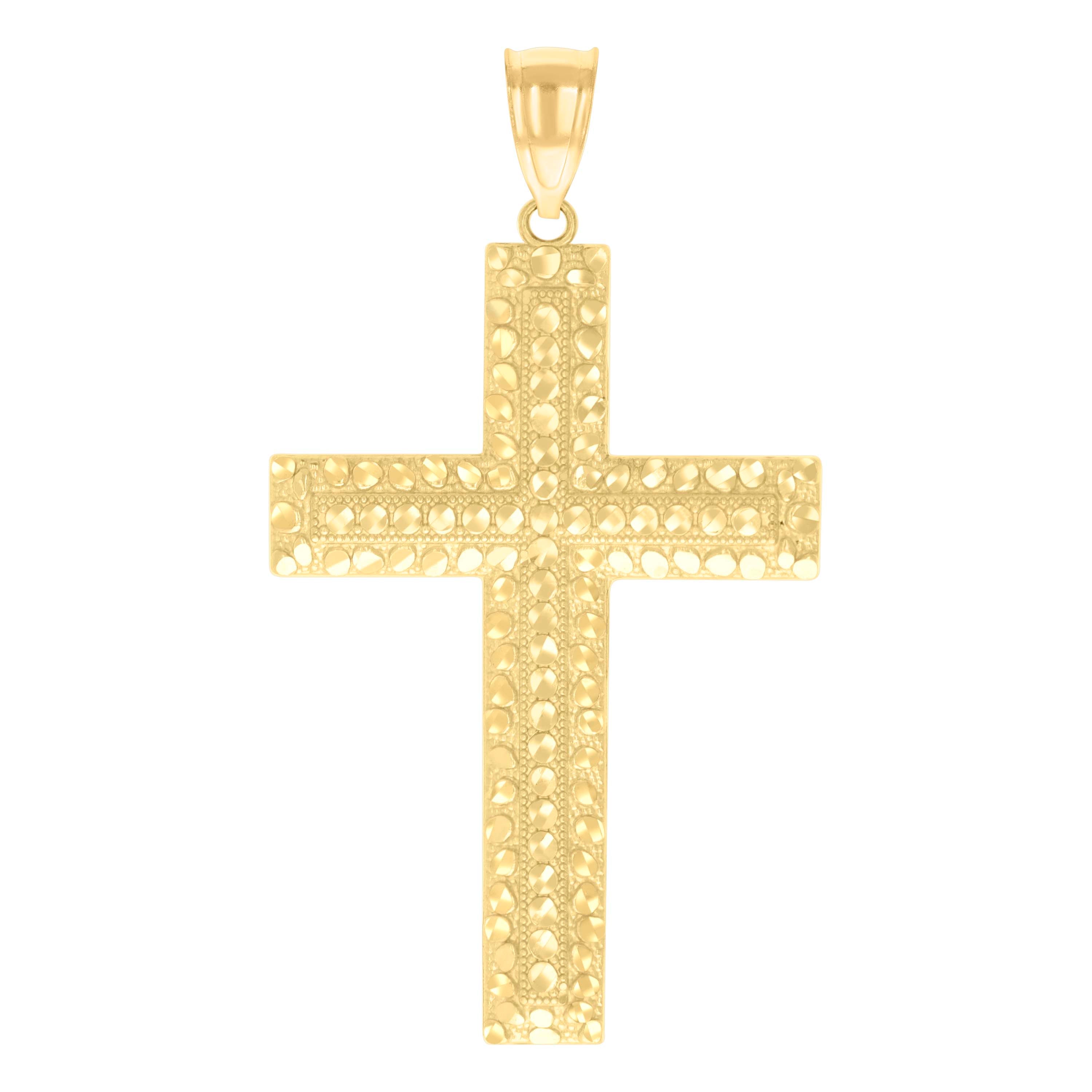 10kt Yellow Gold Unisex Nugget Cross Religious Charm Pendant