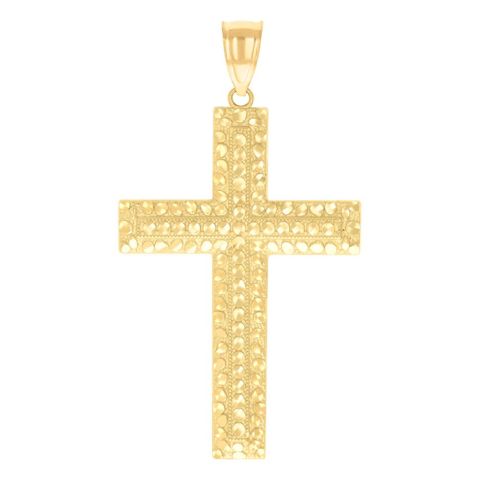 10kt Yellow Gold Unisex Nugget Cross Religious Charm Pendant