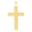 10kt Yellow Gold Mens Nugget Cross Religious Charm Pendant